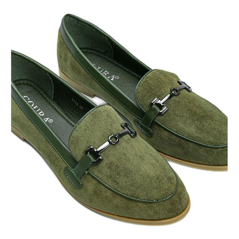 Mocassins Juliette en éco-suède vert 1
