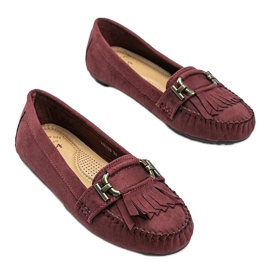 Mocassins en éco-suède marron de Maia rouge 1