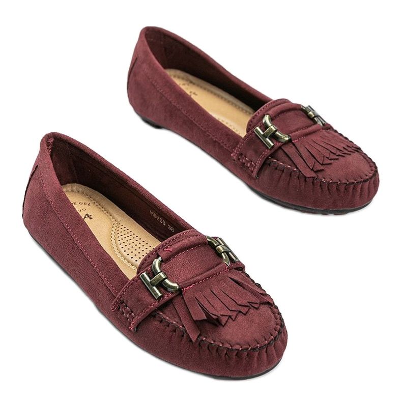 Mocassins en éco-suède marron de Maia rouge 1