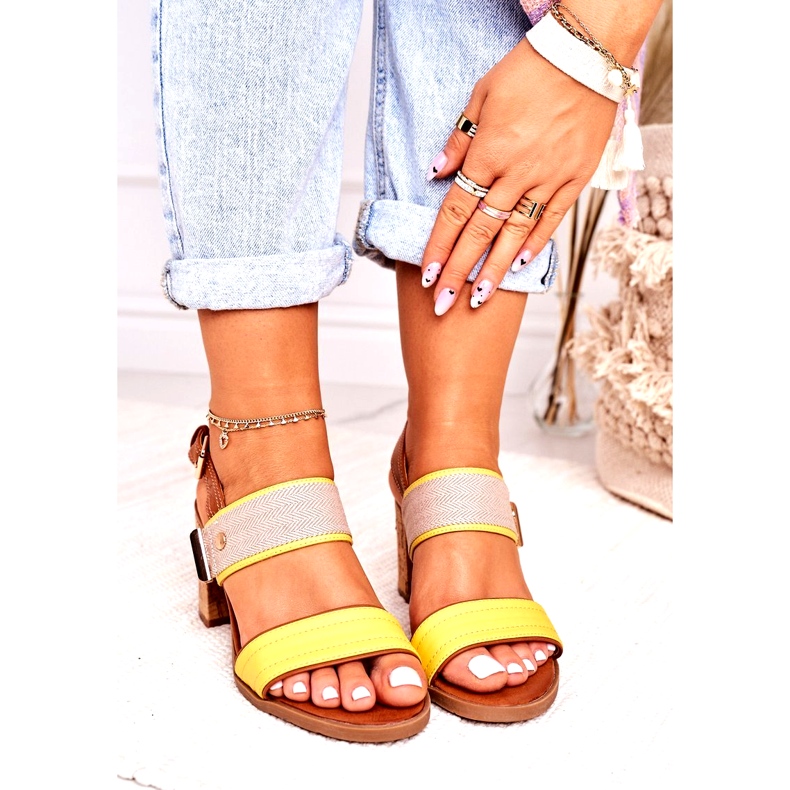 Jezzi Sandales féminines sur le Cork Post jaune 20SD35-1826 beige 3