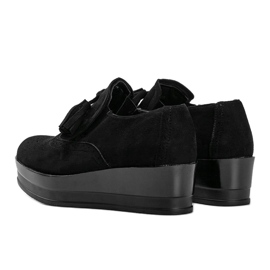 Richelieus en daim noir sur la semelle compensée Makenzie le noir 2