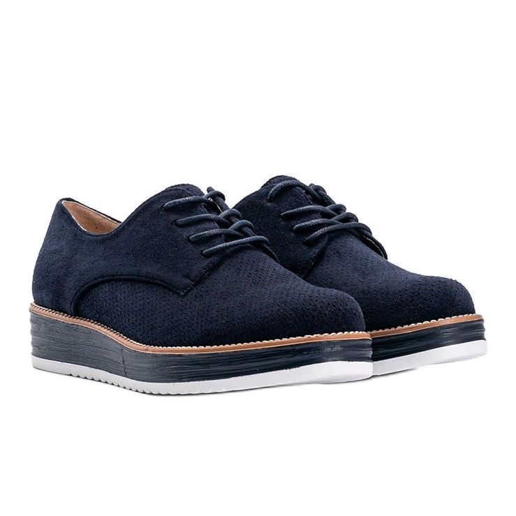 Chaussures en daim bleu marine à semelle haute Elyssa 1