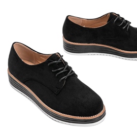 Chaussures en daim noir sur semelle haute Elyssa le noir 1