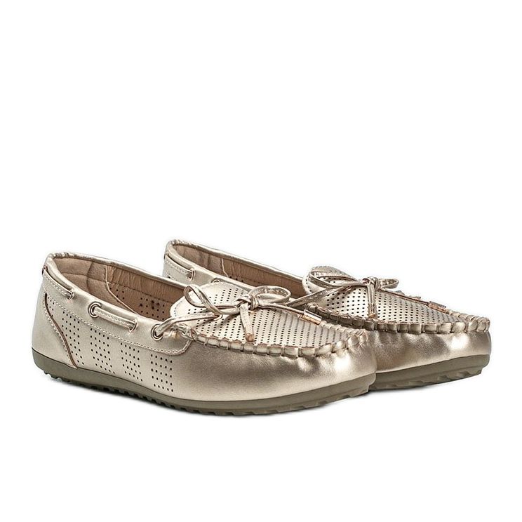 Mocassins ajourés en éco-cuir Golden Esther doré 1