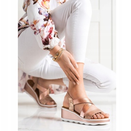 Weide Sandales compensées brillantes doré 1