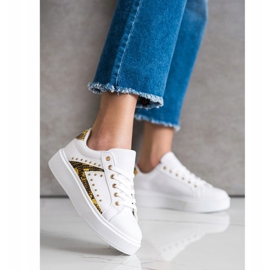 SHELOVET Baskets blanches sur la plate-forme noir jaune 1