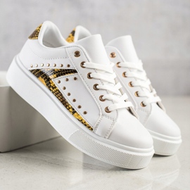 SHELOVET Baskets blanches sur la plate-forme le noir jaune 3