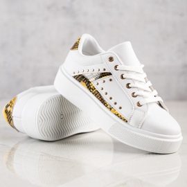 SHELOVET Baskets blanches sur la plate-forme le noir jaune 4