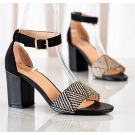 Evento Sandales à talons hauts tressés beige noir 1