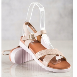 Weide Sandales beiges avec cuir écologique 2 Weide Sandales beiges avec cuir écologique 2