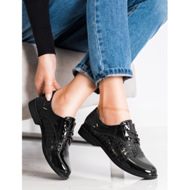 SHELOVET Chaussures à imprimé serpent brillant noir 1