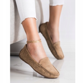 SHELOVET Mocassins Beiges En Daim 1