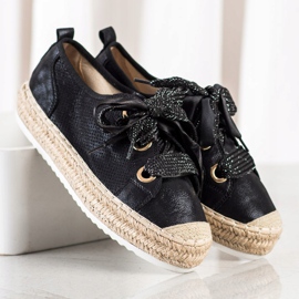 Mannika Espadrilles Avec Reliure Décorative noir 1