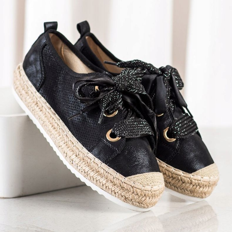 Mannika Espadrilles Avec Reliure Décorative le noir 1