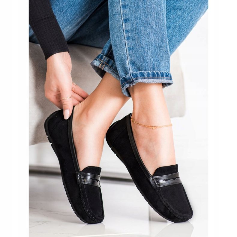 SHELOVET Mocassins noirs confortables le noir 1