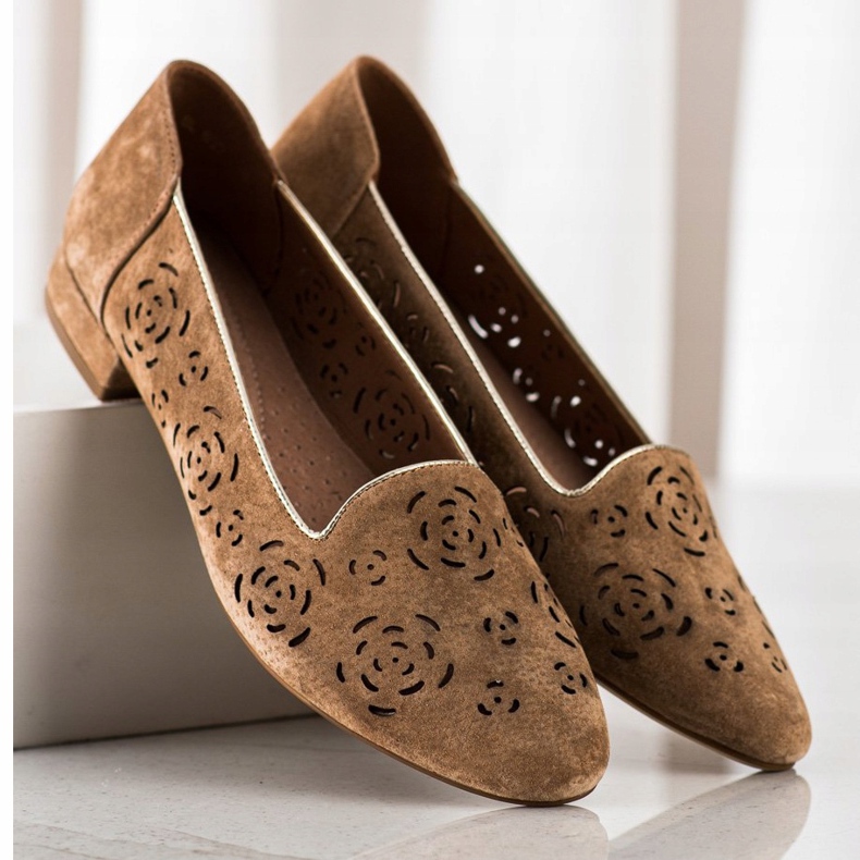 Escarpins en cuir avec roses Sergio Leone brun 1