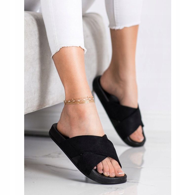 Chaussons confortables à paillettes VINCEZA le noir 1