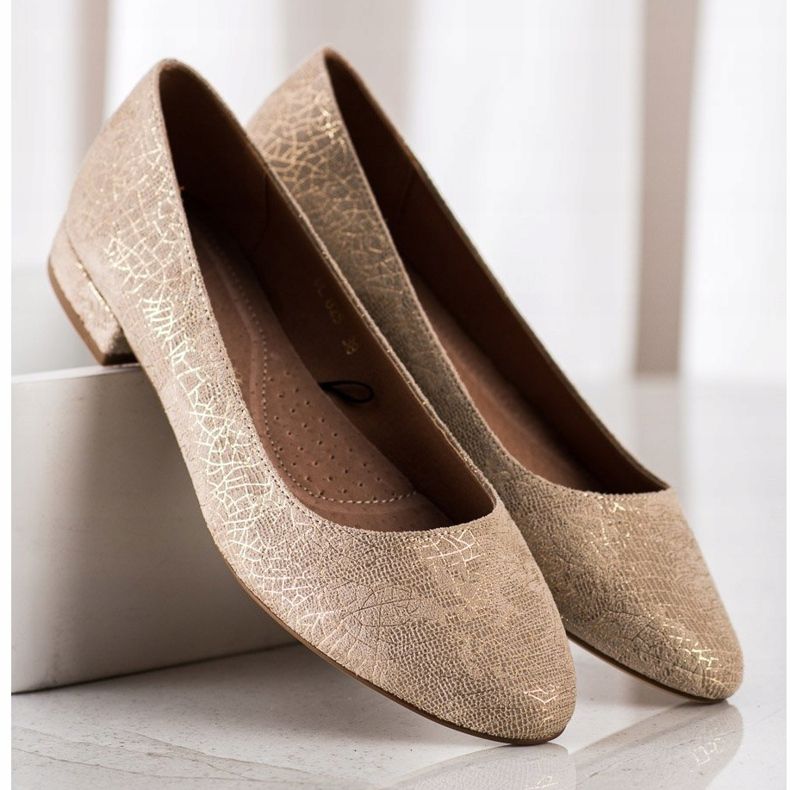 Ballerines à talon plat Sergio Leone BL625 beige doré 2