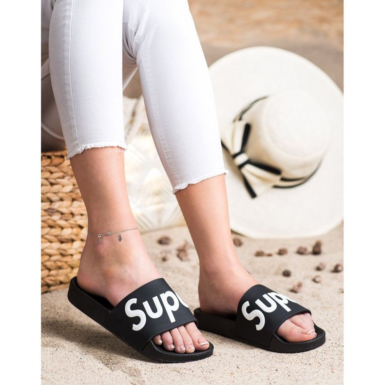 Seastar Pantoufles Super Caoutchouc blanc noir 1