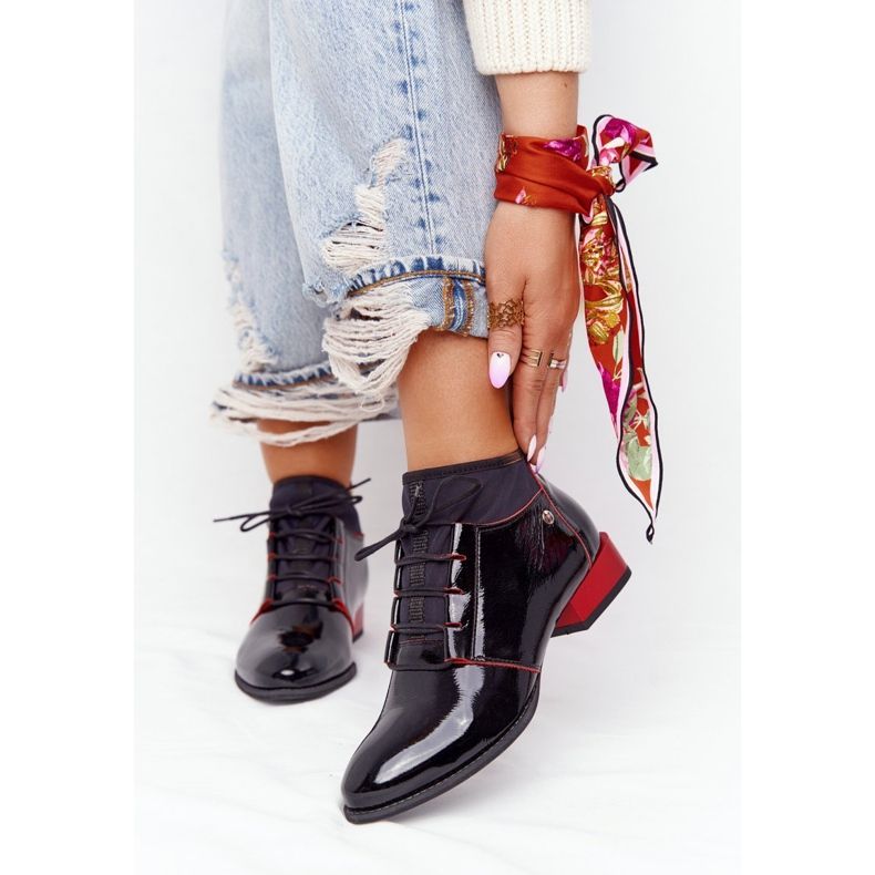 Bottines Cuir Maciejka 04744-16 Bottines Noir-Rouge 2
