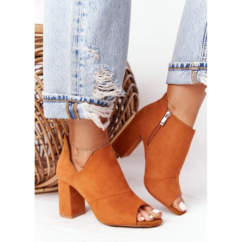 Bottes de printemps en daim sur un poteau Vinceza 21-17095 Camel brun 1