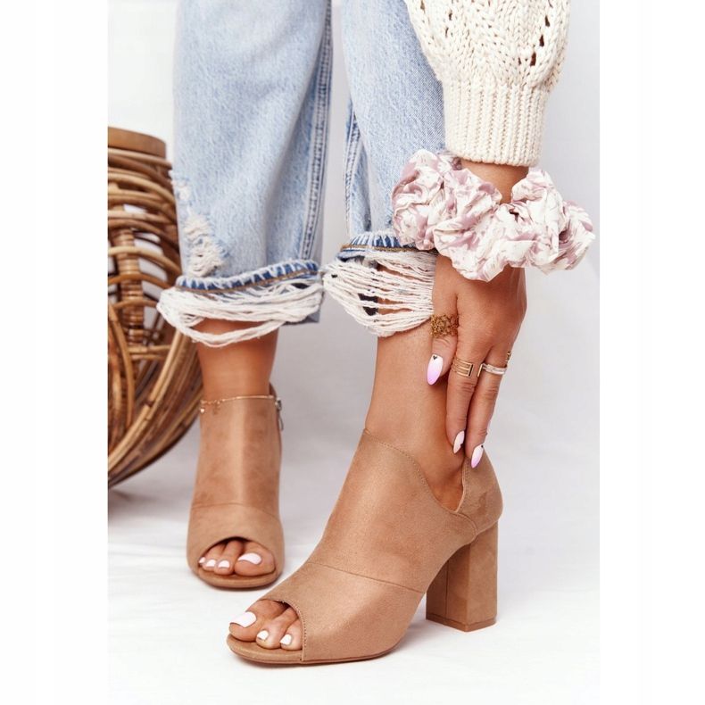 Bottes de printemps en daim sur un poteau Vinceza 21-17095 Beige 2