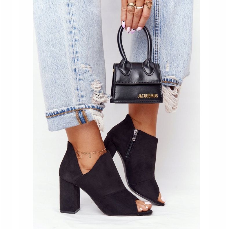 Bottes de printemps en daim sur un poteau Vinceza 21-17095 Noir le noir 2