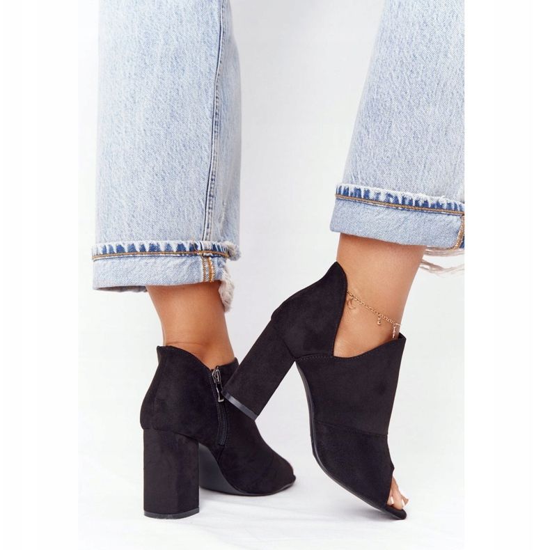 Bottes de printemps en daim sur un poteau Vinceza 21-17095 Noir 1