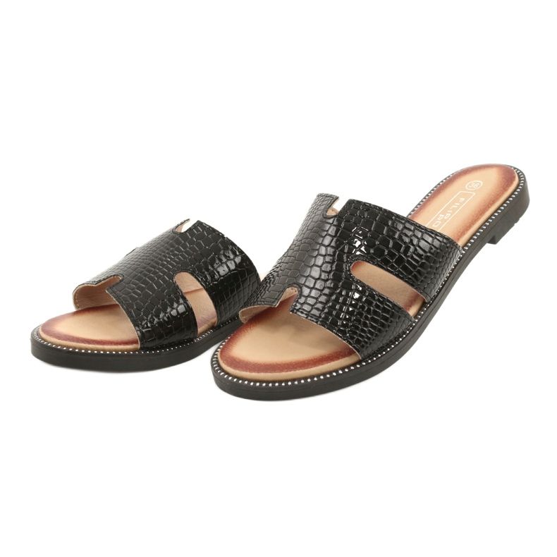 Filippo Volets vernis brillants insert en cuir noir le noir 3