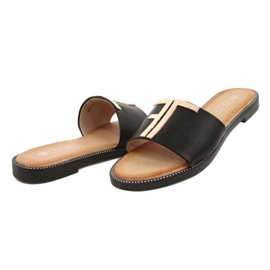 Filippo Chaussons pour femmes à la mode Noir et Or DK2103 le noir 2
