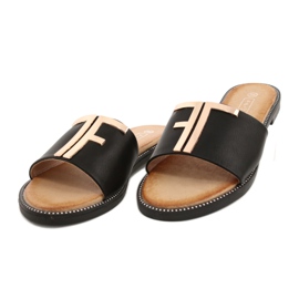 Filippo Chaussons pour femmes à la mode Noir et Or DK2103 le noir 1