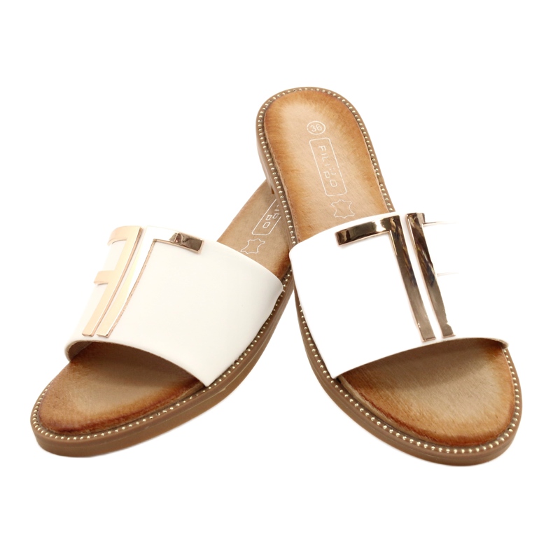 Filippo Pantoufles à la mode pour femmes blanches et dorées 3