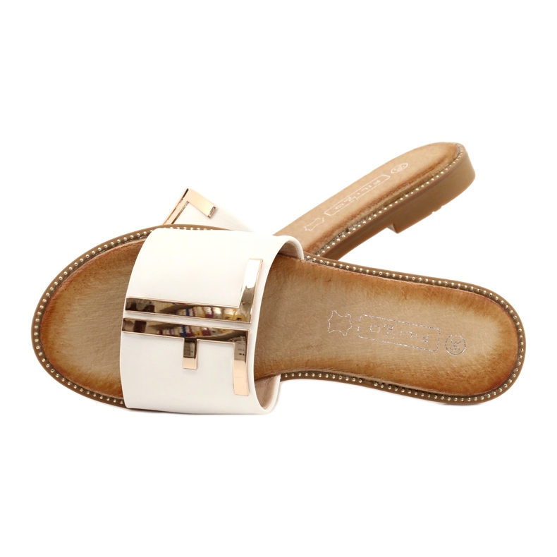 Filippo Pantoufles à la mode pour femmes blanches et dorées 4