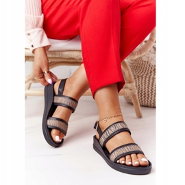 Sandales Compensées En Cuir Laura Messi 2232 Noir beige 2