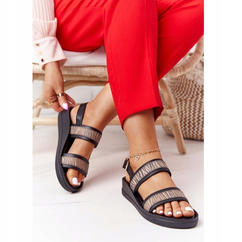 Sandales Compensées En Cuir Laura Messi 2232 Noir beige le noir 2