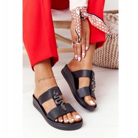 Pantoufles Compensées En Cuir Laura Messi 2272 Noir le noir 2