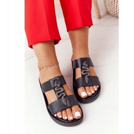 Pantoufles Compensées En Cuir Laura Messi 2272 Noir le noir 4