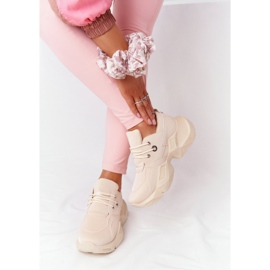 PS1 Baskets Femme Sur Une Semelle Massive Beige Pétillant 2