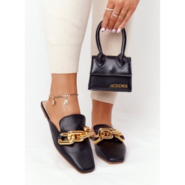 PS1 Pantoufles Call On Me Noires Avec Tige Et Chaîne le noir d'or 1