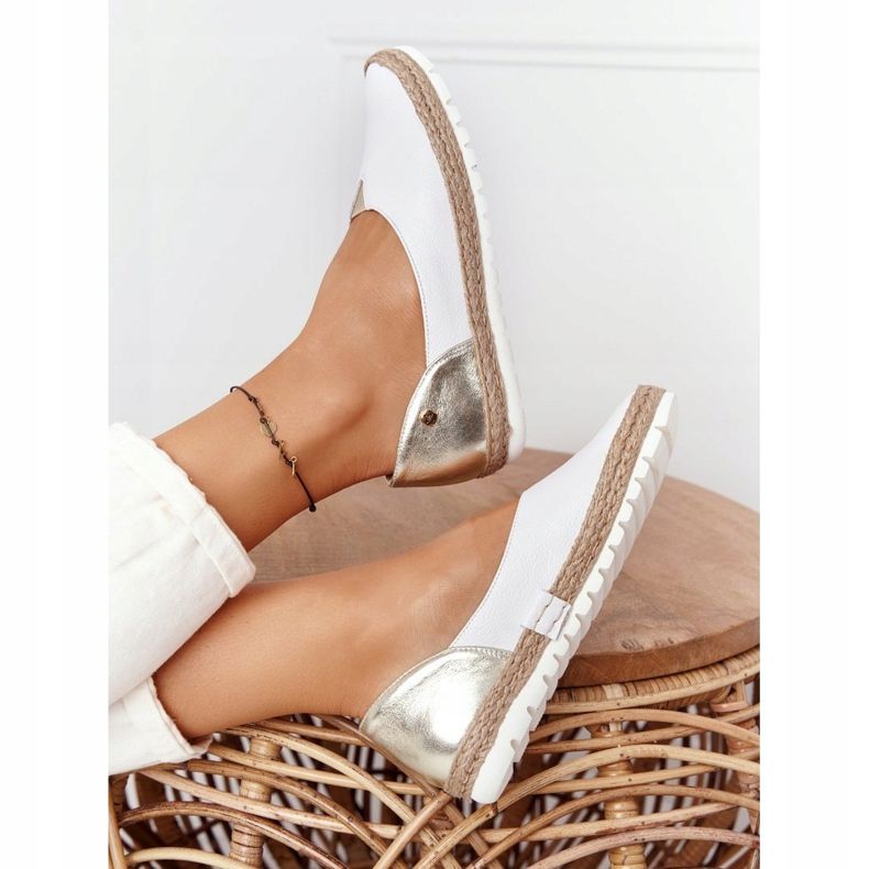 Ballerines en cuir Maciejka 05056-11 blanc et or blanche d'or 2