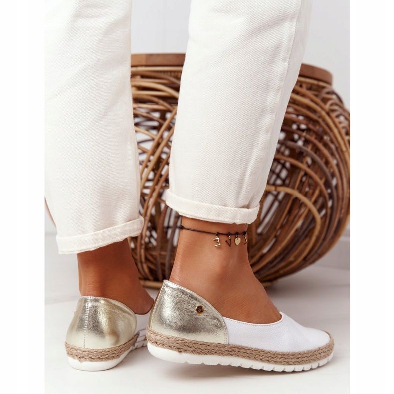 Ballerines en cuir Maciejka 05056-11 blanc et or blanche d'or 1