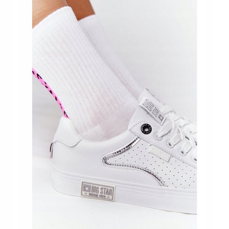 Baskets en cuir pour femmes Big Star HH274075 Blanc et Argent blanche 1 Baskets en cuir pour femmes Big Star HH274075 Blanc et Argent blanche 1