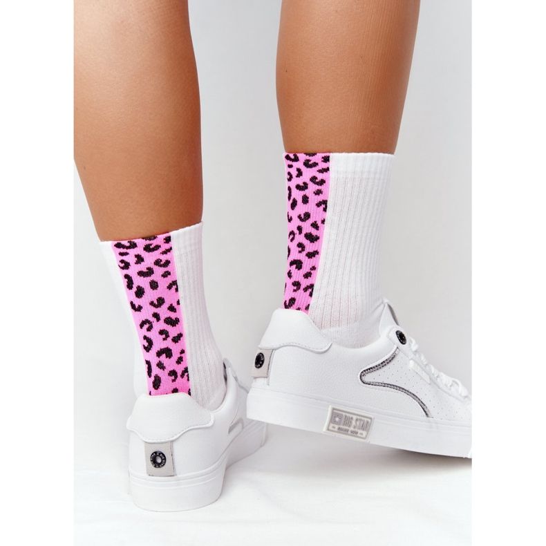 Baskets en cuir pour femmes Big Star HH274075 Blanc et Argent 2