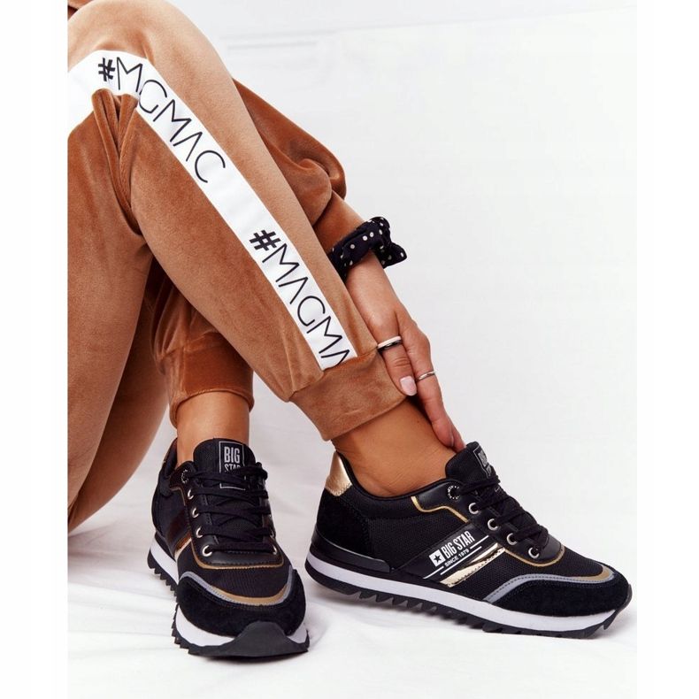 Chaussures de sport pour femmes Memory Foam Big Star HH274272 Noir doré 2