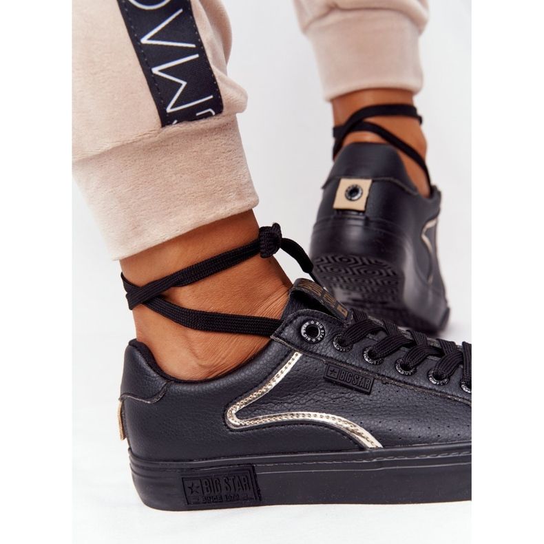 Baskets en cuir pour femmes Big Star HH274078 Noir-Argent le noir 1