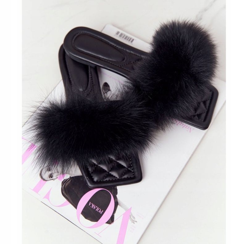 Chaussons En Cuir Avec Fourrure Noir Love You So le noir 2 Chaussons En Cuir Avec Fourrure Noir Love You So le noir 2