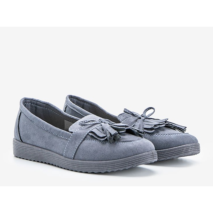 Mocassins graphite à franges Magdalena gris 1