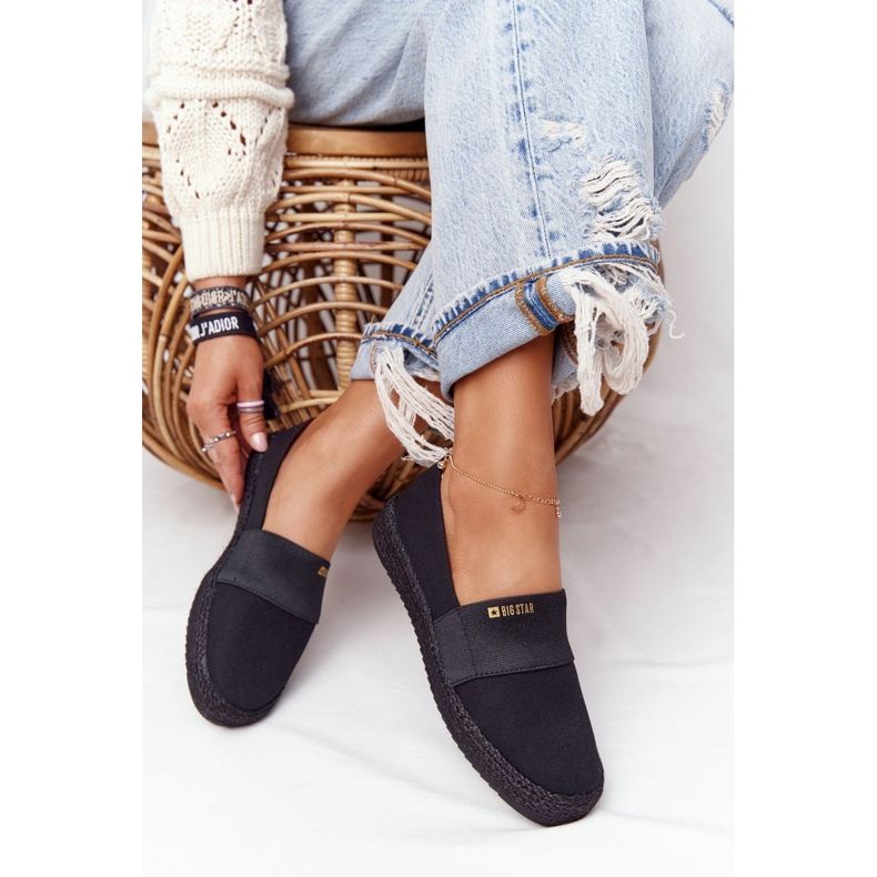 Espadrilles Noires Sur Une Semelle Tressée Big Star HH274482 doré 2