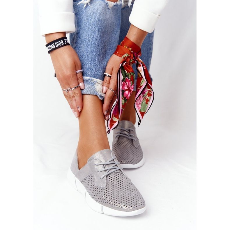 EVE Chaussures de sport en cuir pour femmes Grey Day Trip argent 2