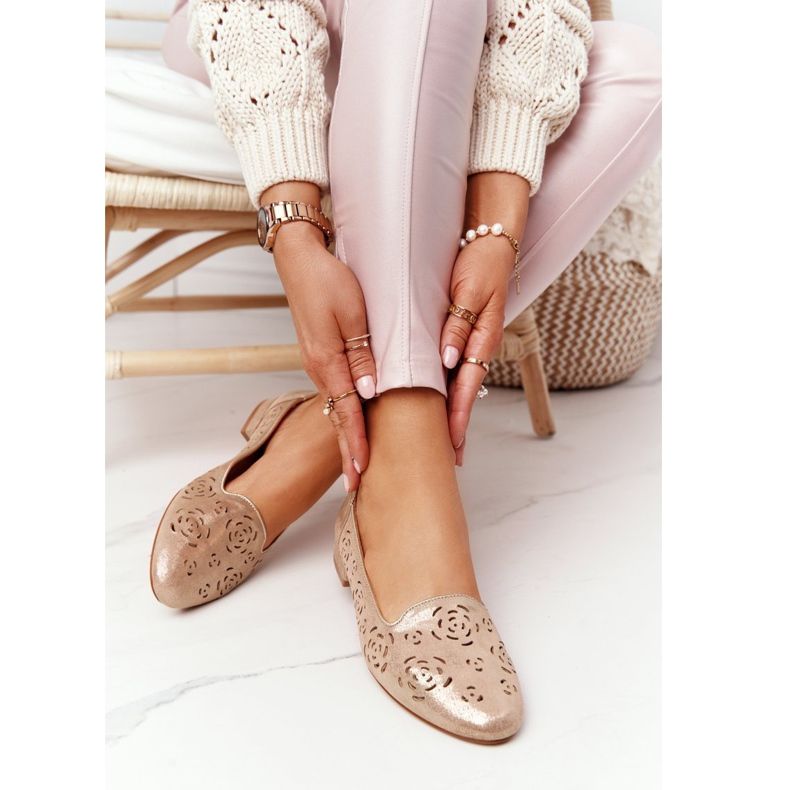 Mocassins ajourés Sergio Leone BL627 Or beige doré 1